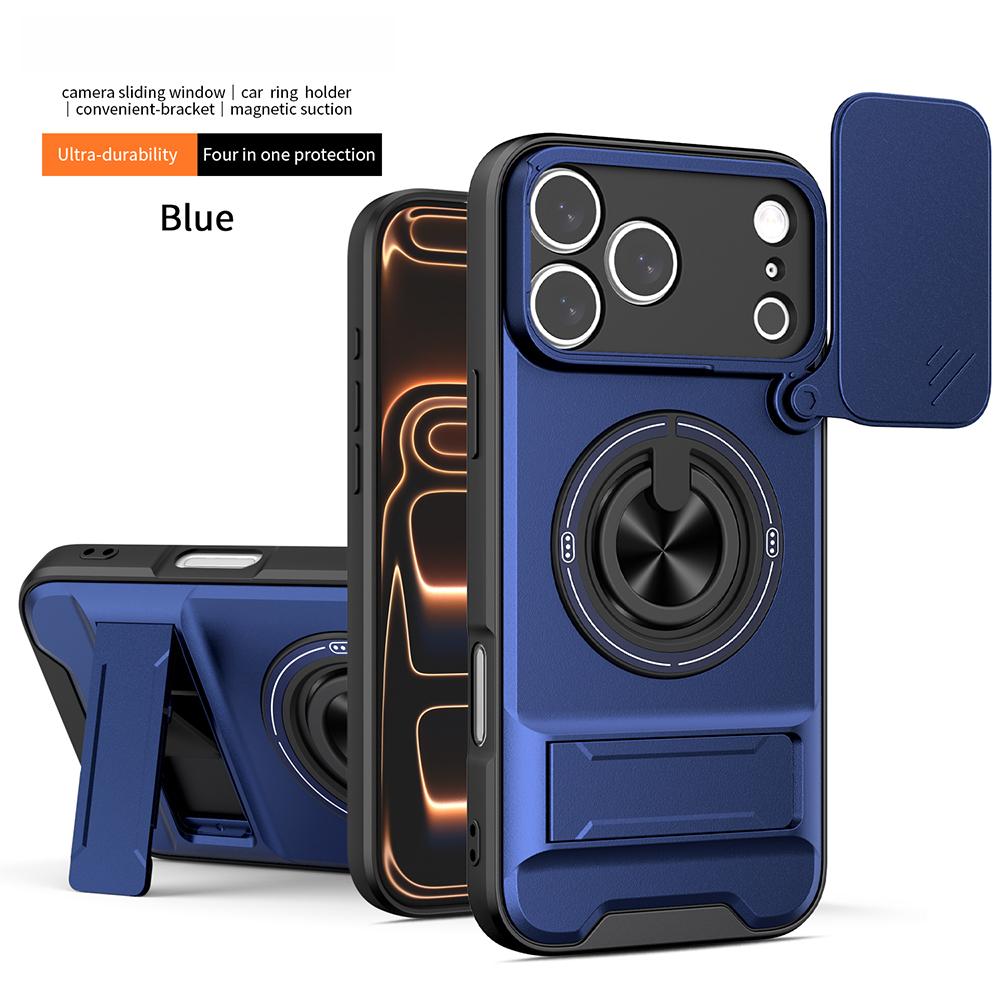 Прочный ударопрочный чехол Funda для iPhone 17 Pro Max / 17 Air 16 Plus Чехол Броня Поворотная крышка объектива камеры Кольцо-подставка Capa Funda
