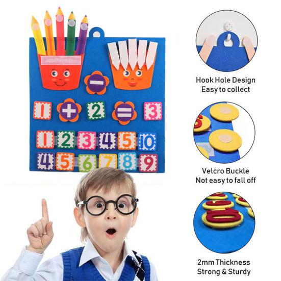 1 Set Kids Felt Math Board with 1-10 Numbers Operation Symbols Addition Subtraction Preschool Learning Kindergarten Educational Toddler Arithmetic