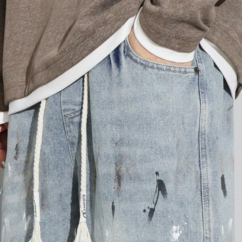 Весна и осень Мужские новые свободные универсальные повседневные джинсы в стиле ретро с граффити