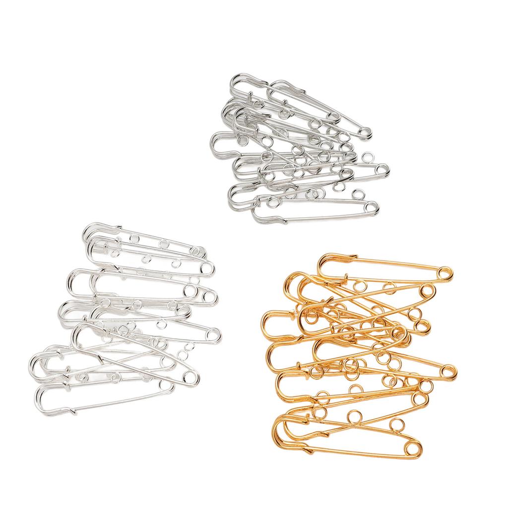 30pcs Brooch Pins with 3 Holes Safety Pins Brooch Heavy Duty Kilt Pins Fasteners for DIY Crafts Sewing Clothing Blanket