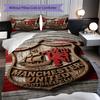 Manchester Heritage Emblem Three-piece set (1 * duvet cover + 2 * pillowcase, without core) 2D Flat Duvet cover and pillowcase Christmas birthday gift