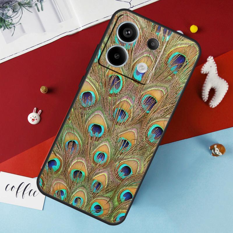 Чехол с изображением перьев павлина для Xiaomi Redmi Note 13 12 10 8 9 11 Pro 12S 10S 11S Redmi 13C 10A 10C 9C 12C Cover