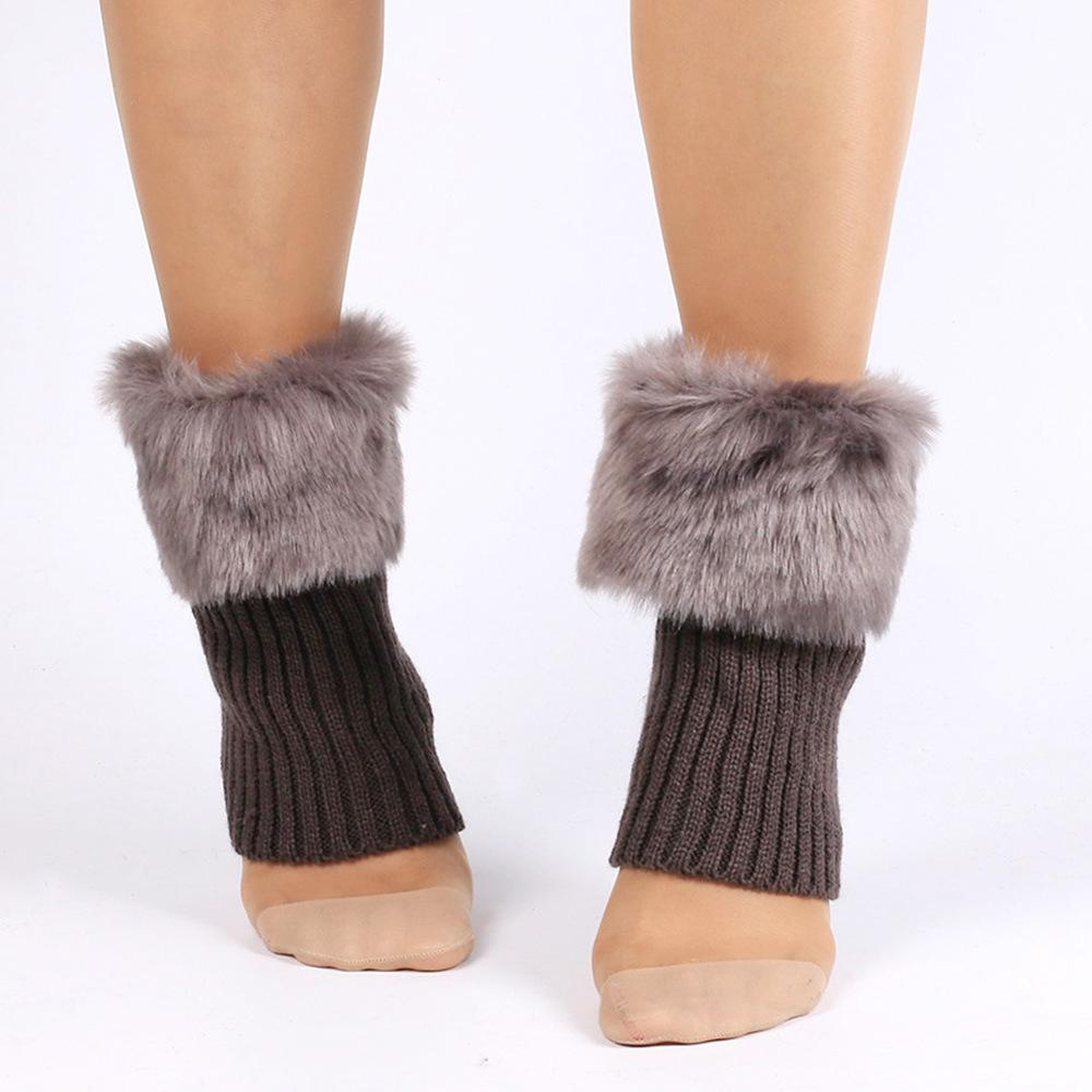 Winter Womens Ladies Knitted Boot Cuffs Fur Knit Toppers Boot Socks Leg Warmers