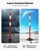 VEVOR 3 Pack Traffic Delineator Posts, 871 mm Traffic Safety Cones with Weighted Base, Reflective Strips and Chain