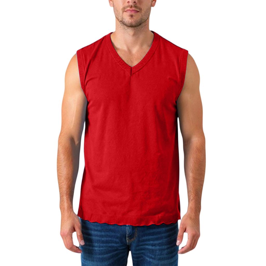 Мужской трикотажный жилет без рукавов с V-образным вырезом, утолщенный