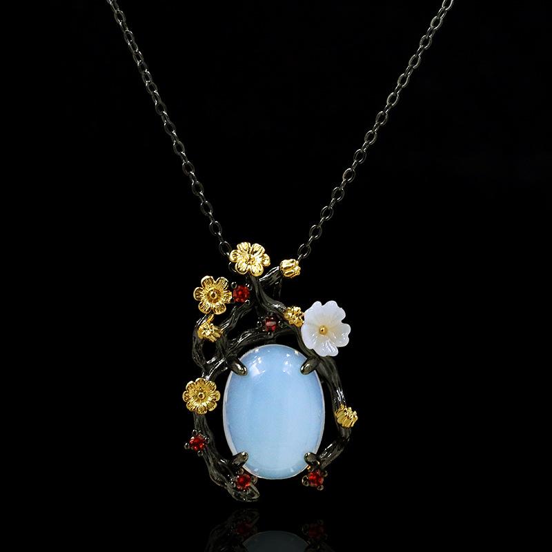 Enamel Glaze Fresh Flowers White Jade Dragonfly Short Necklace for Women Fashion Design Collarbone Chain