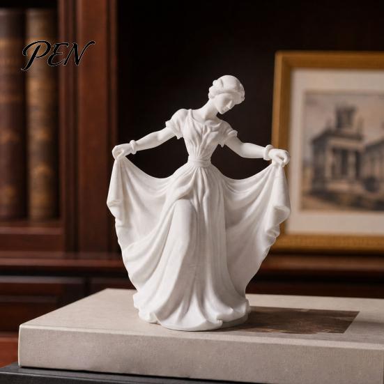 Мягкие Линии Балерина Арт 3D Печатная Фигурка Танцовщицы, Элегантная Статуэтка Девочки-Танцовщицы с Развевающимся Платьем, Эстетичная PLA Скульптура для Декора Дома,