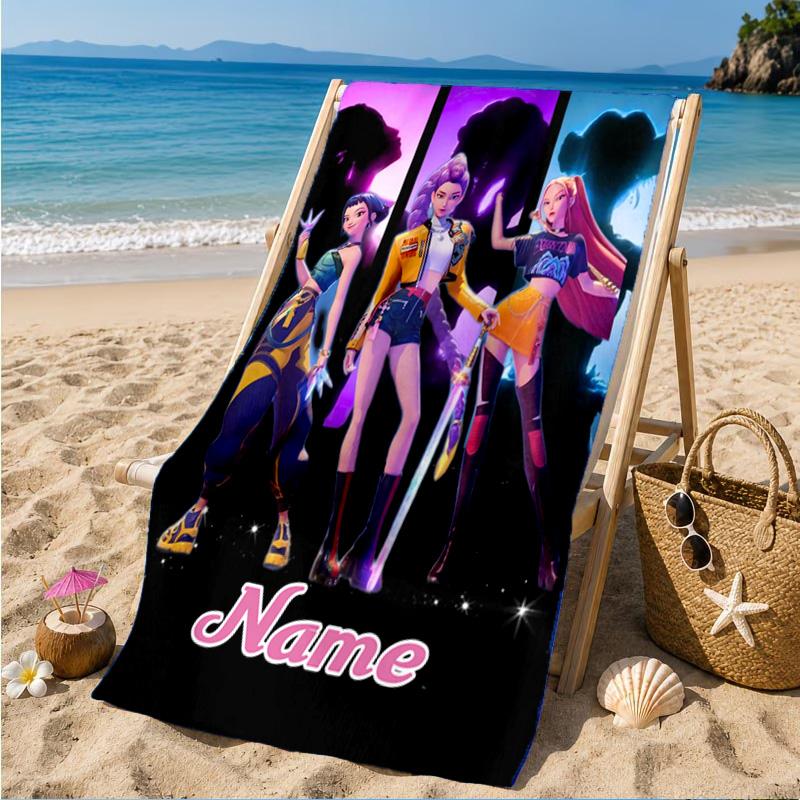 Custom Name Fantasy Night Trio K-Pop Beach Towel Microfiber Beach Towel, Lightweight and Quick-Dry, for Summer Travel, Swimming Pool Gift