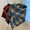 New Fashion Plaid Versatile Shawl Warm Scarf High End Temperament Triangle Scarf Autumn and Winter Warm Women's Scarf