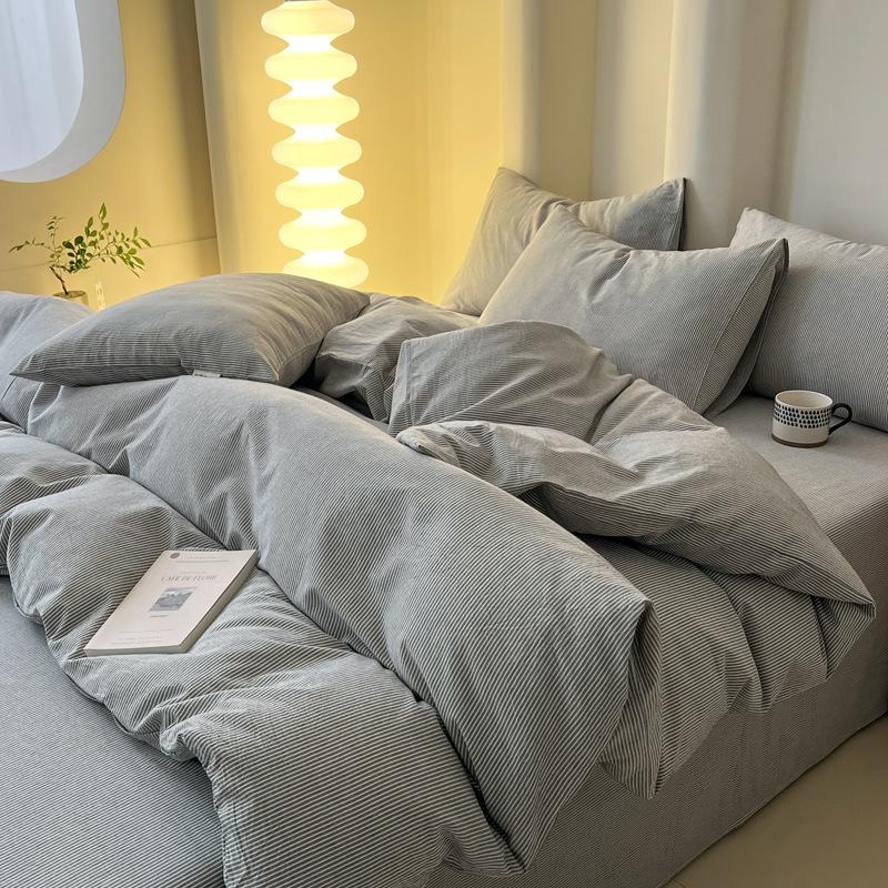 Хлопковая простыня Пододеяльник Спальня Двухъярусная кровать Покрывало из чистого хлопка Простыня Постельный набор Простой стиль