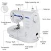 12 Stitches Mini Electric Sewing Double Needle Machine 110-220V Adjustable Desktop Household LED Light Foot Pedal Home Learners Beginners