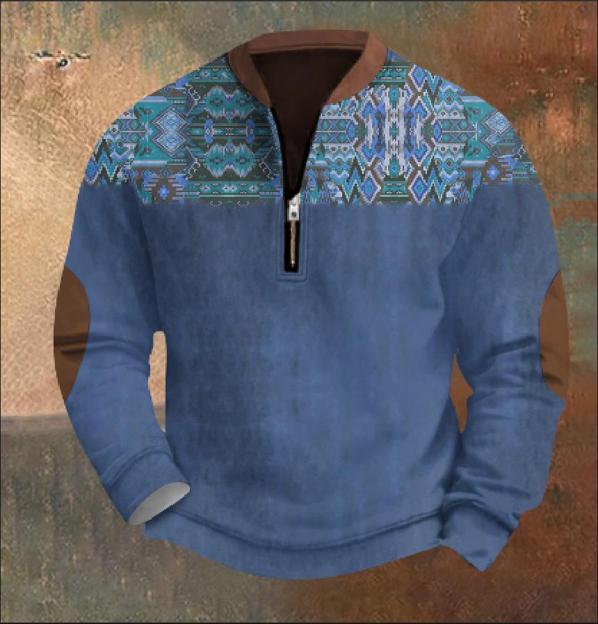 Мужская повседневная толстовка в стиле ретро с градиентным принтом