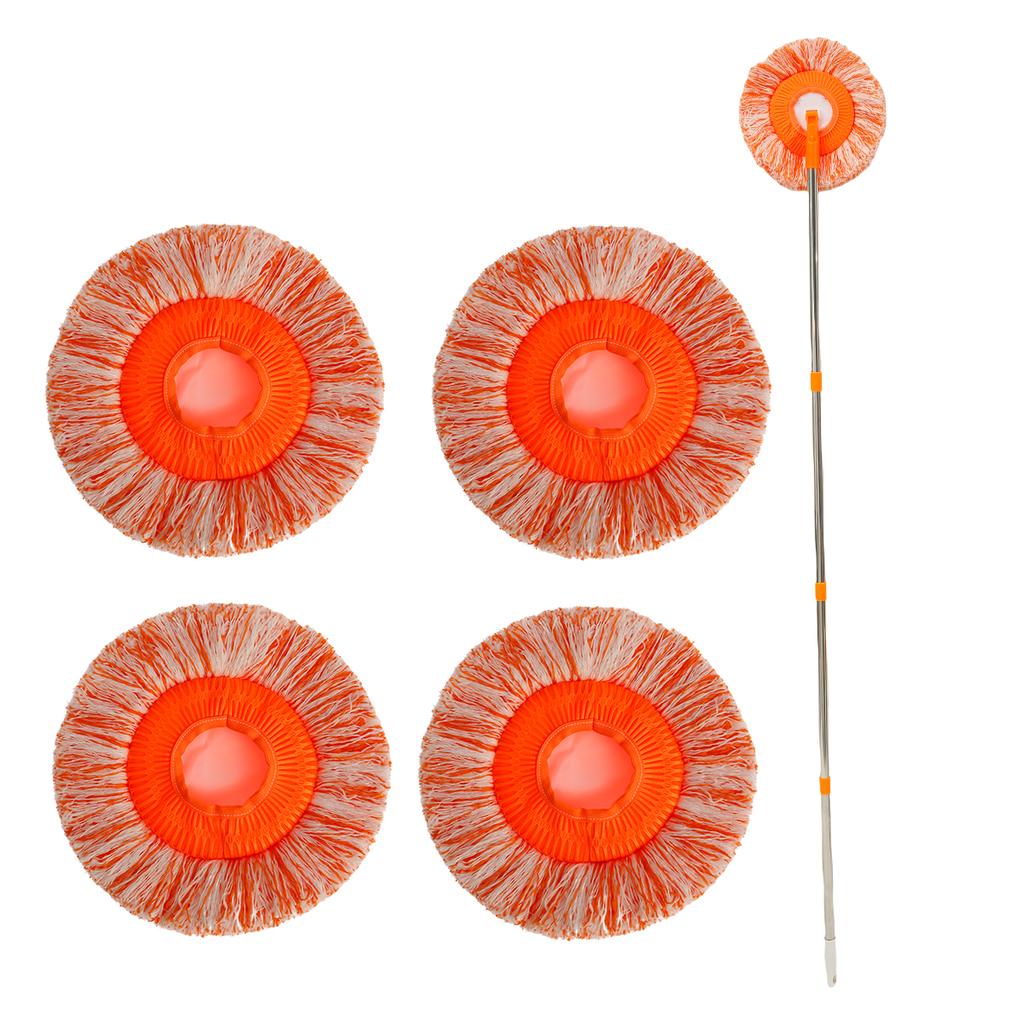 Набор швабр для уборки с вращением на 360° Круглая швабра из микрофибры для пыли с 4 съемными ручками и 4 сменными насадками Инструмент для мытья стен