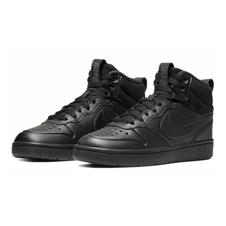 Nike Court Borough Mid 2 Comfortable High-Top Skate Shoes Kids Sneakers Black BQ5440-001