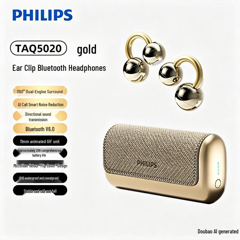 Philips TAQ5020 AI Noise-Cancelling Ear Clip Bluetooth Earphones