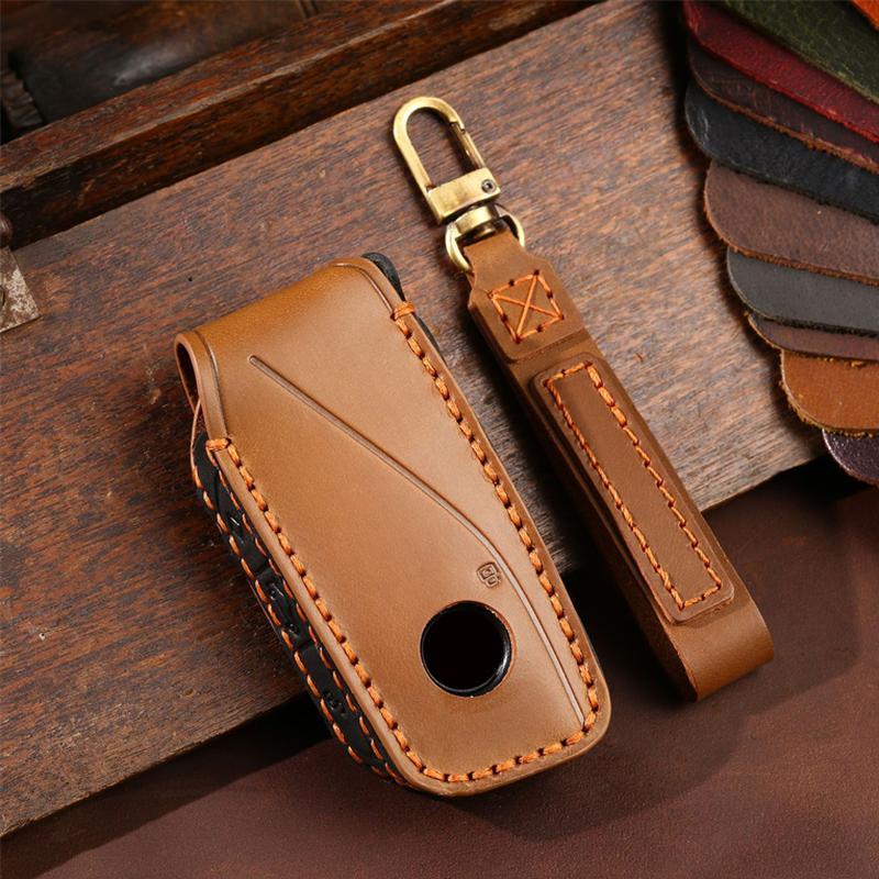 Кожаный чехол для ключей от машины, держатель для BMW Ix X7 I7 ​​XM 2023, брелок для ключей, автомобильные аксессуары, автомобильный Стайлинг, держатель, брелок в виде ракушки