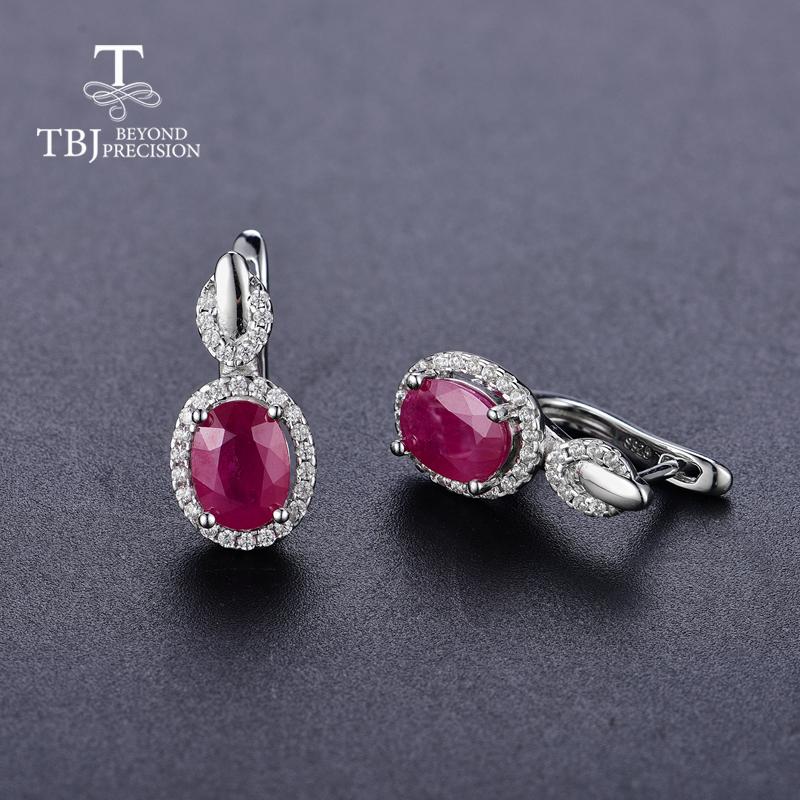 Bolaijewelry Classic Design Africa Ruby Clasp Earring Natural Precious Gemstone 925 Sterling Silver Jewelry for Women Lady Nice Gift