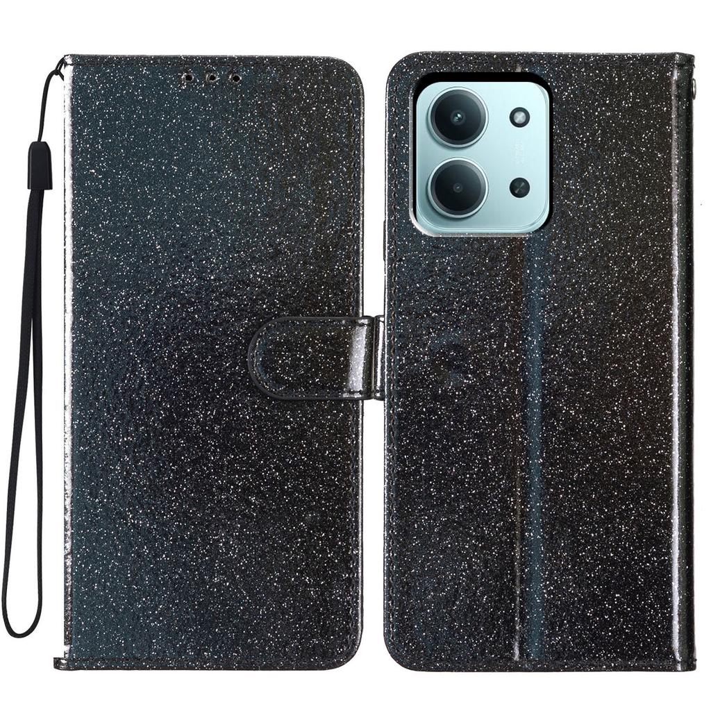 Для Xiaomi Redmi 15C 4G (Глобальный) (171 мм)/Poco C85 4G (171 мм) Блестящий кожаный чехол-книжка с защитой от царапин, подставкой и ремешком для телефона