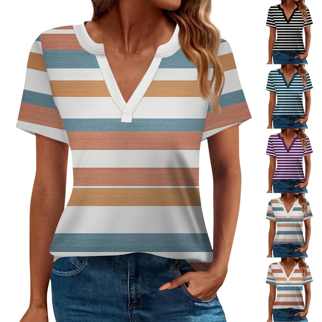 Women's T Shirt Tee Printed Short Sleeve Daily Weekend Fashion Basic V Neck Regular Top