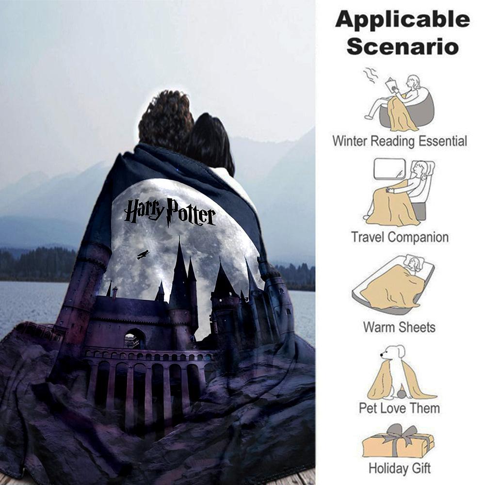 1pc Harry Potter Hogwarts Flannel Blanket Soft Warm Throw for Home, Office, Travel, All-Season Cozy Bedding GiftL1030