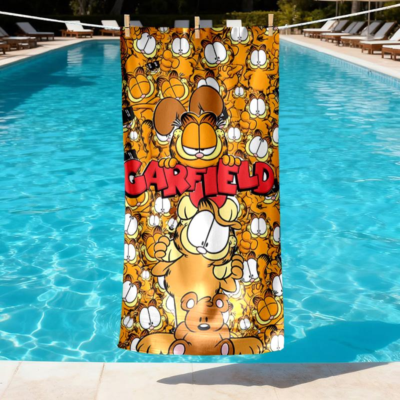 Garfield Print Beach Towel Design, Soft, Lightweight. for Home Bathroom, Spa, Pool, Yoga, Surfing, Camping, Gift for Family, Friend