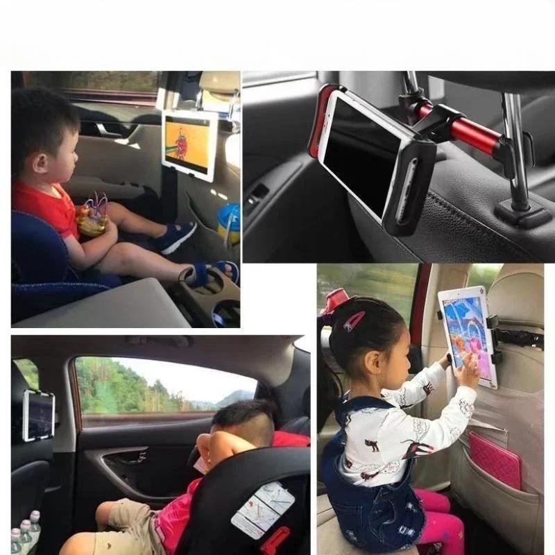 Автомобильный держатель для планшета на подголовник заднего сиденья, универсальный вращающийся на 360°, регулируемый, выдвижной, складной держатель для телефона в машину