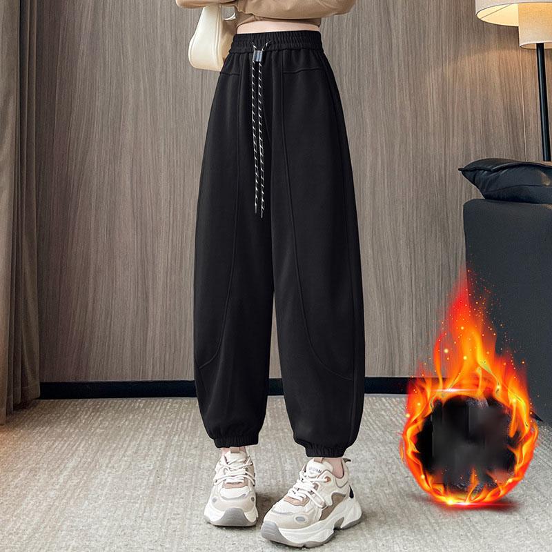 FiveFive утолщенные спортивные штаны женские теплые бархатные шаровары зимние модные брюки-бойфренды с высокой талией зимние брюки