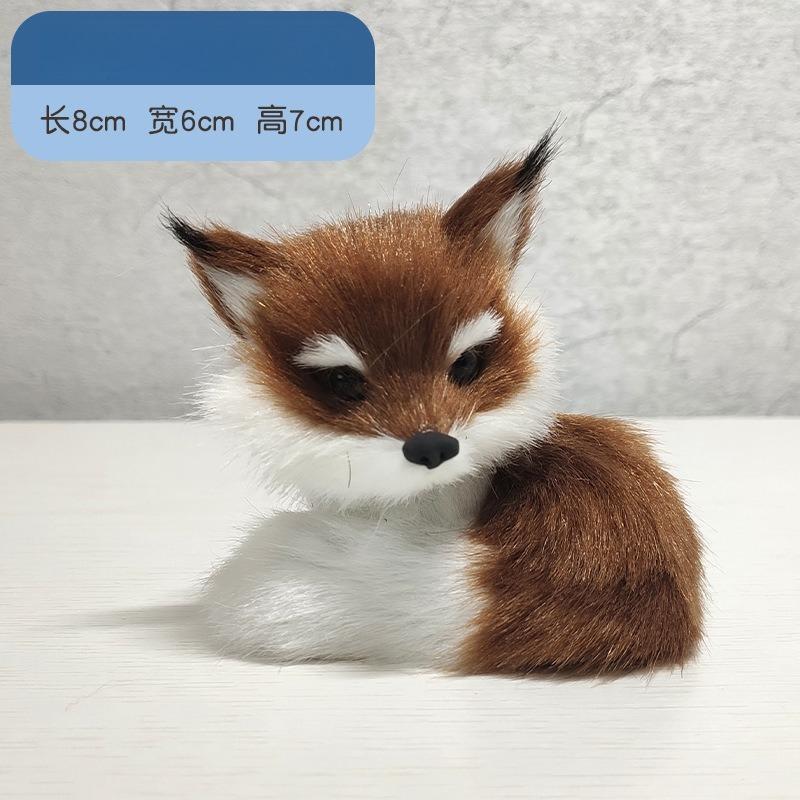 1PC Mini Simulation Fox Plush Ornament Squatting Fox Model Figurine Doll for Home Decoration Craft Christmas Party Children Gift