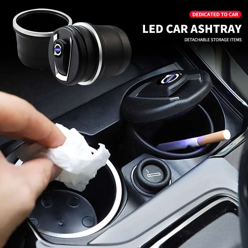 Portable Car LED Ashtray Auto Ashtray Cigarette Ash Holders Cup For Volvo C30 V40 V60 S40 S60 XC60 XC90 XC40 S80 S90 S80L S60L