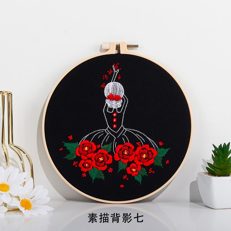 Новая сумка с материалами для ручной вышивки DIY, Простой европейский рисунок девочки на спине, Набор для вышивания (игла и нитки)