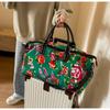 Chinese Ethnic High Capacity Travel Bag Versatile Contrasting Color Sports Fitness Handbag Personalized Northeast Big Flower Cotton Coat Crossbody Bag
