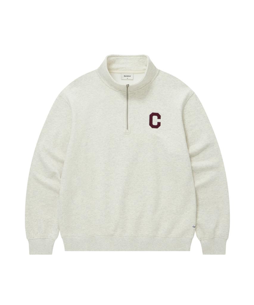 COVERNAT C Logo Half-Zip Sweatshirt Oatmeal