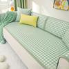 Sofa Cushion Summer Non-Slip Small Plaid Ice Silk Seat Cushion for Summer Simple Summer Style Fresh Backrest Towel Sofa Cover