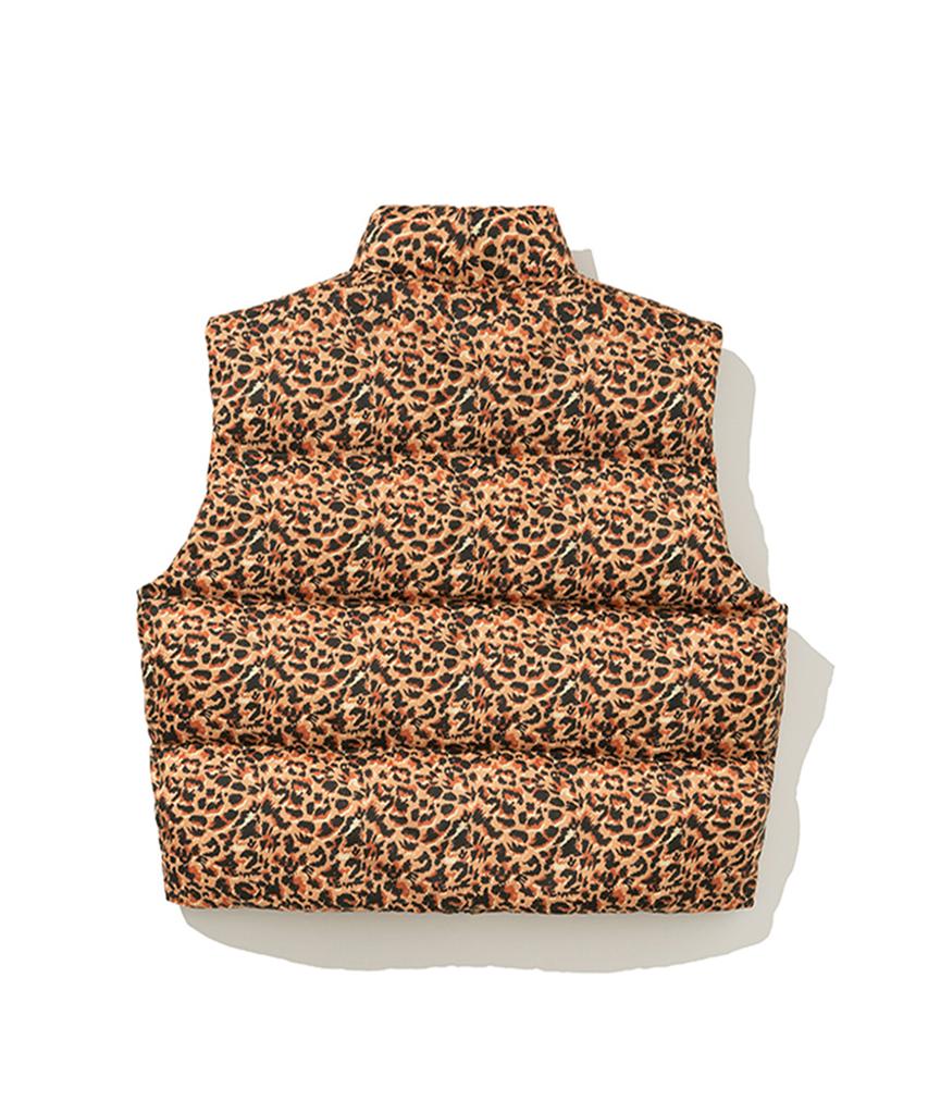 Erer Leopard Print Down Vest Orange