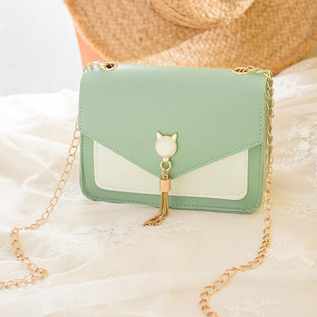 Женский чехол с бахромой на плечо, маленькая квадратная сумка, сумка для мобильного телефона с кошкой