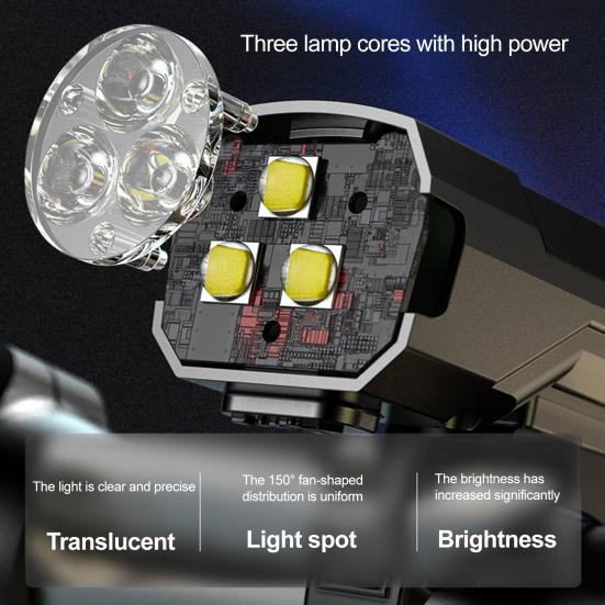 Bicycle Headlight Waterproof Modes Adjustable USB Rechargeable Universal MTB Road Mountain Bike Night Riding LED Front Lamp