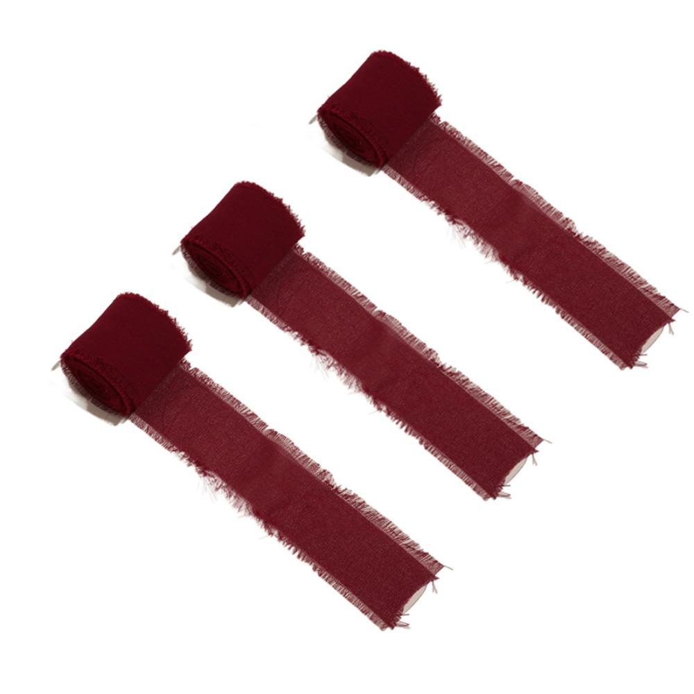 3 рулона 5 м бахромчатой шифоновой шелковой ленты, сделанная вручную мохнатая шифоновая лента, шифоновая лента для свадебных букетов