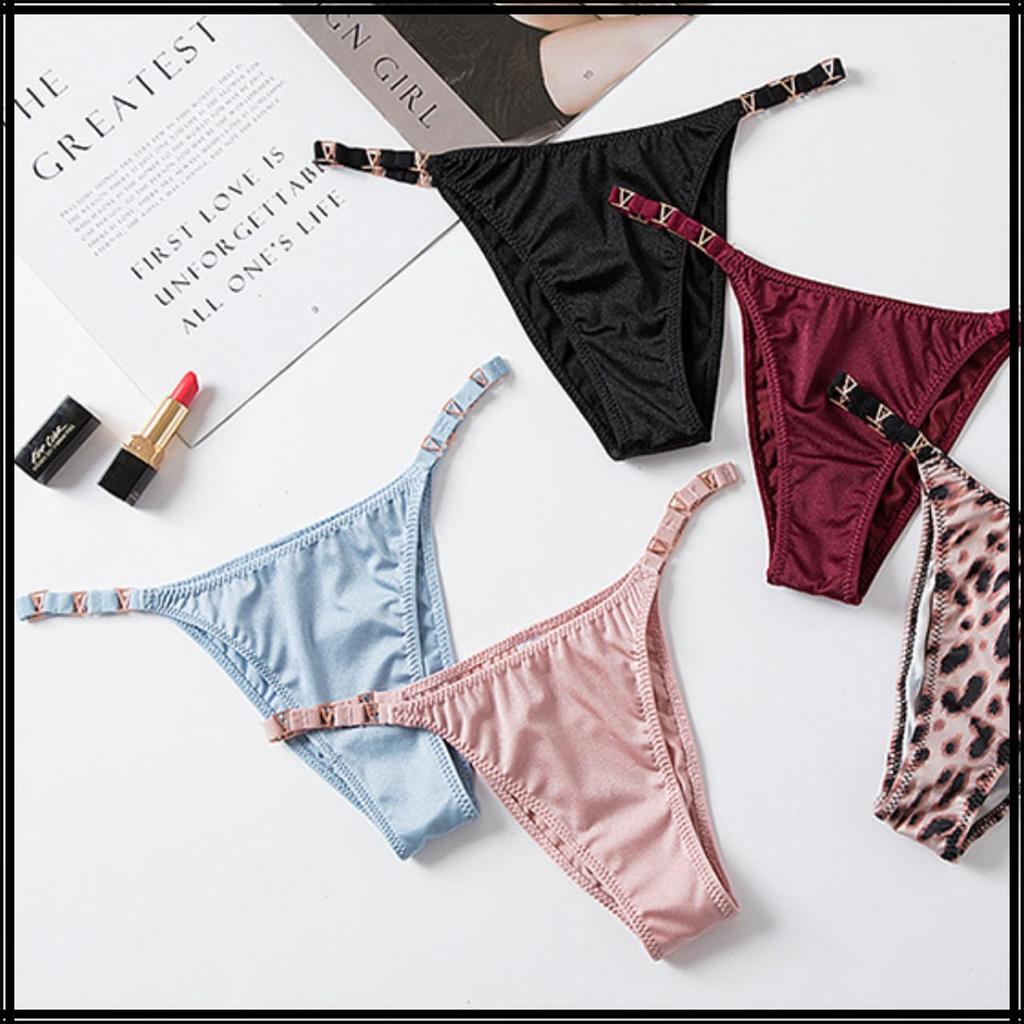 Leopard Print Plain Simple Pants Sexy Lingerie for Women TZ064 [White Fang] T-back G-string (white, M)