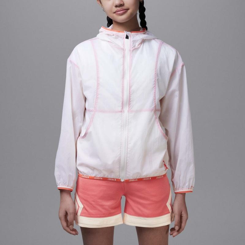 Jordan Куртка Легкая Тканая Удобная Простая Длинный Рукав Детские куртки Белая II3556-100