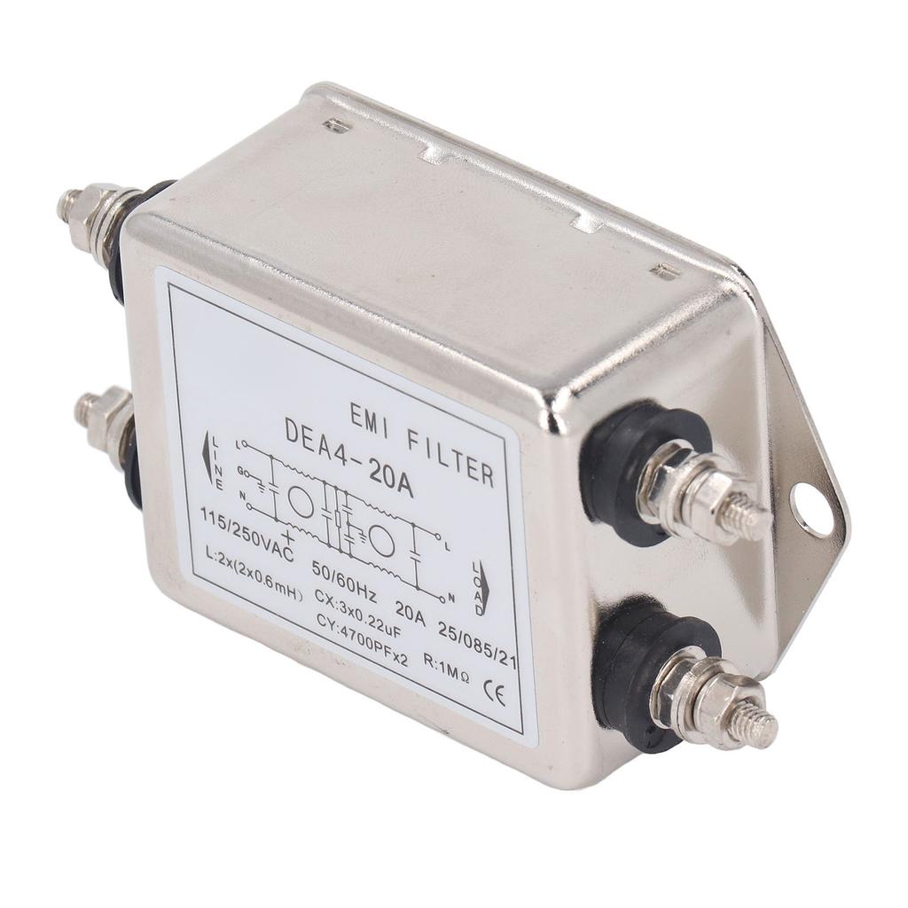 Фильтр электромагнитных помех Подавитель шума Фильтр электромагнитных помех 2 полюса 1 фаза переменного тока 115 В 250 В 20 А 5060 Гц