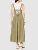 Freeze Mart Women's Back Lace-Up Maxi Jumper Skirt, Khaki, Japan, Free Size