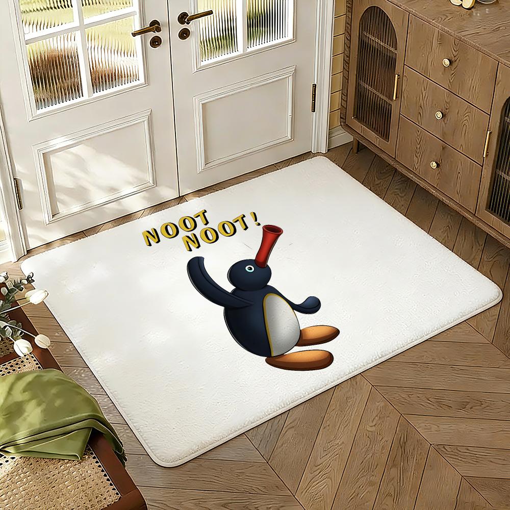 Pingu Cute penguin Floor Mat Soft Thickened Absorbent Non-Slip Bedroom Living Room Door Mat Home Decor Flannel Rugs