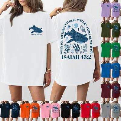 Женская футболка с круглым вырезом и короткими рукавами с принтом