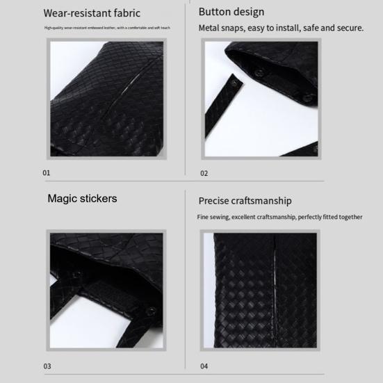 Car Tissue Holder for Dispenser with Woven Visor Hanging Napkin Pattern Universal Armrest