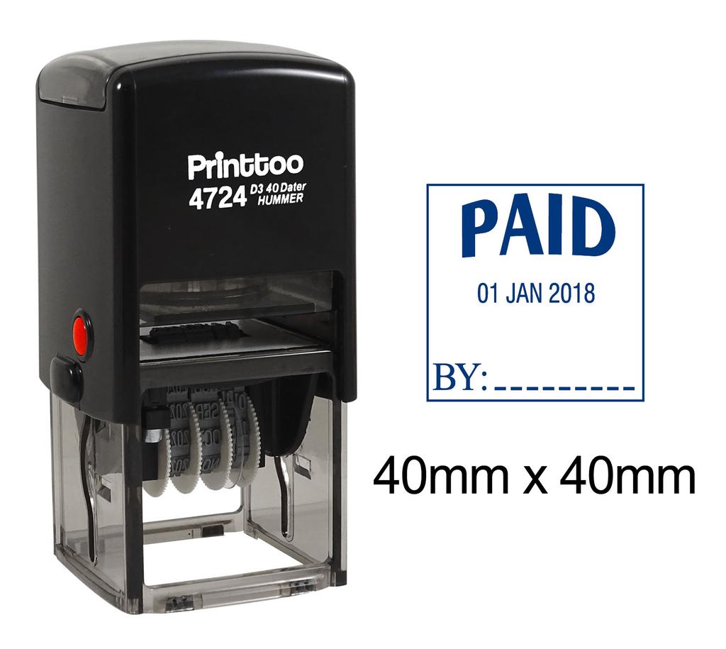 Printtoo Office Stationery Self Inking Dater Stamp With Paid By Text Date Rubber