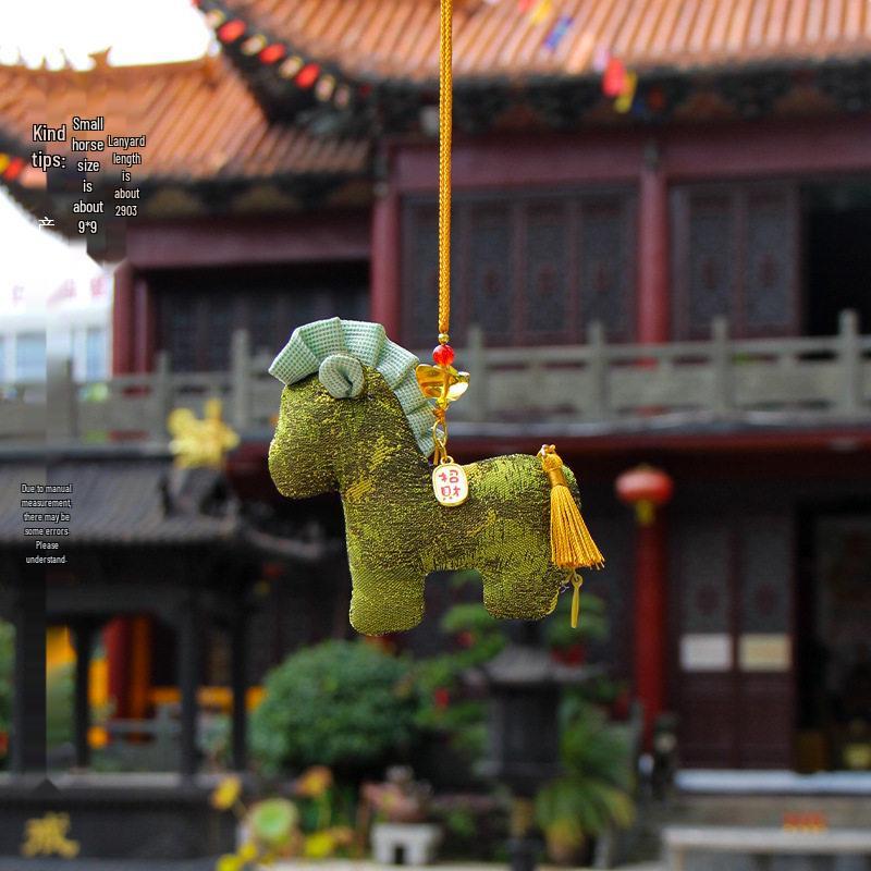 Chinese New Year Horse Embroidered Brocade Sachet - Cultural Hanfu Car Pendant Gift