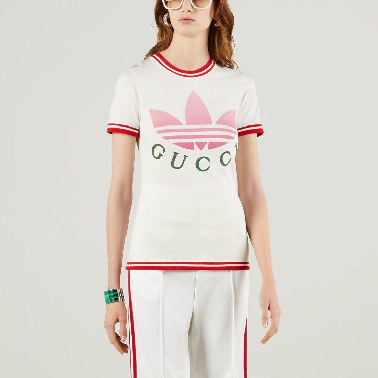 Gucci X Adidas Originals Футболка женская Белая 723405-XJE2D-9095