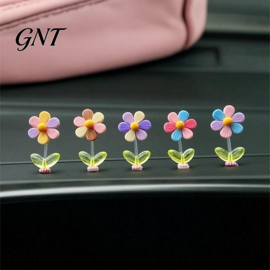 Pastel Car Accessories Spring Wobbly Flower Dashboard Ornament, Shaking Head Sunflower Interior Decor, Cute Gift for New Drivers Rearview Mirror