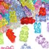50Pcs Acrylic Mini Bear Pendant  Jelly Colored Vertical Hole Transparent Beads For DIY Handmade Earrings Bracelet Accessories