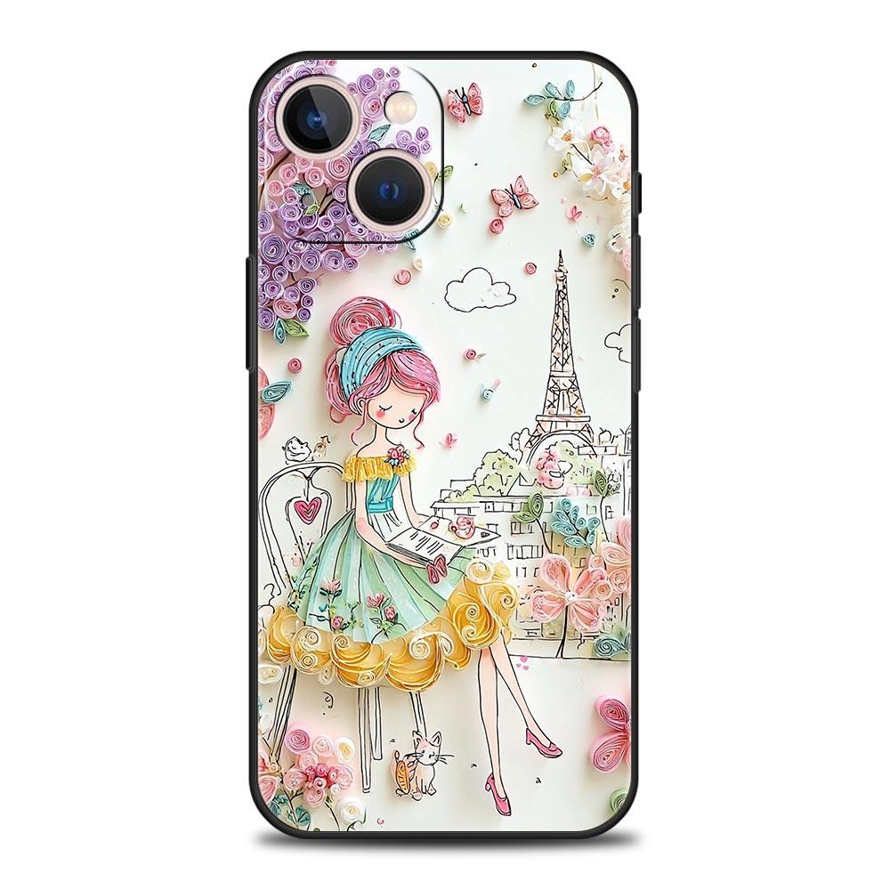Мультяшная Девочка Чехол для Телефона Cover для iPhone 17 16 15 14 13 12 Pro Max 11 Pro Max 17 AIR Plus Ударопрочный Мягкий ТПУ Корпус Fundas Capas